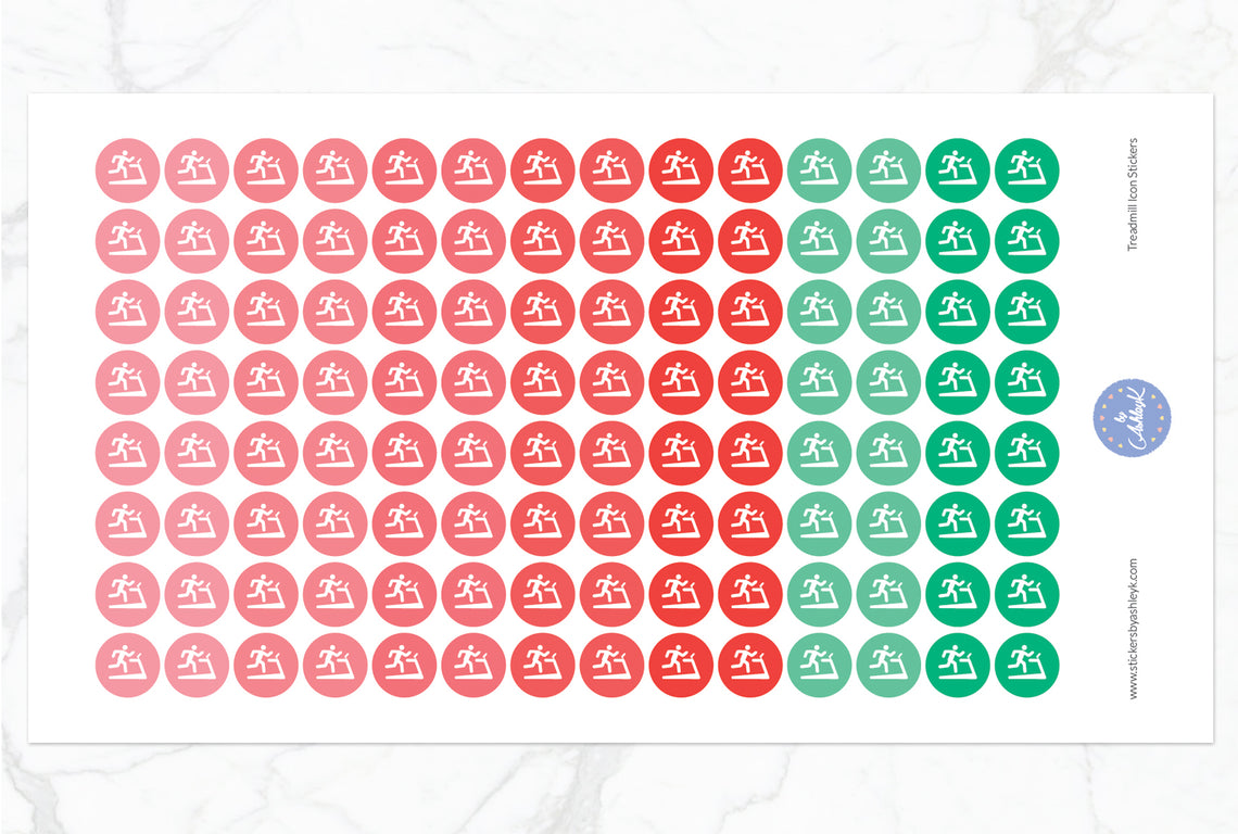 Treadmill Icon Round Stickers - Watermelon