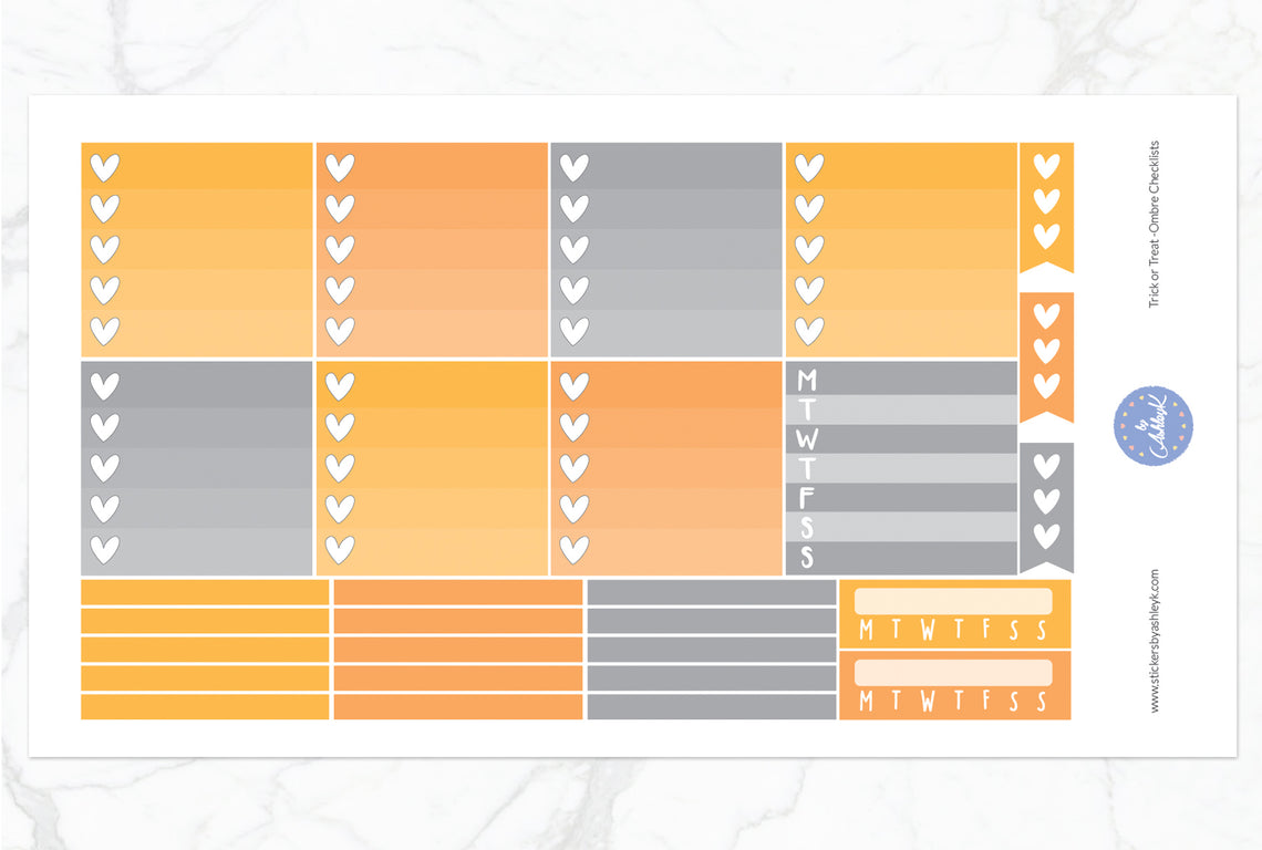 Trick or Treat Weekly Kit  - Ombre Checklist Sheet