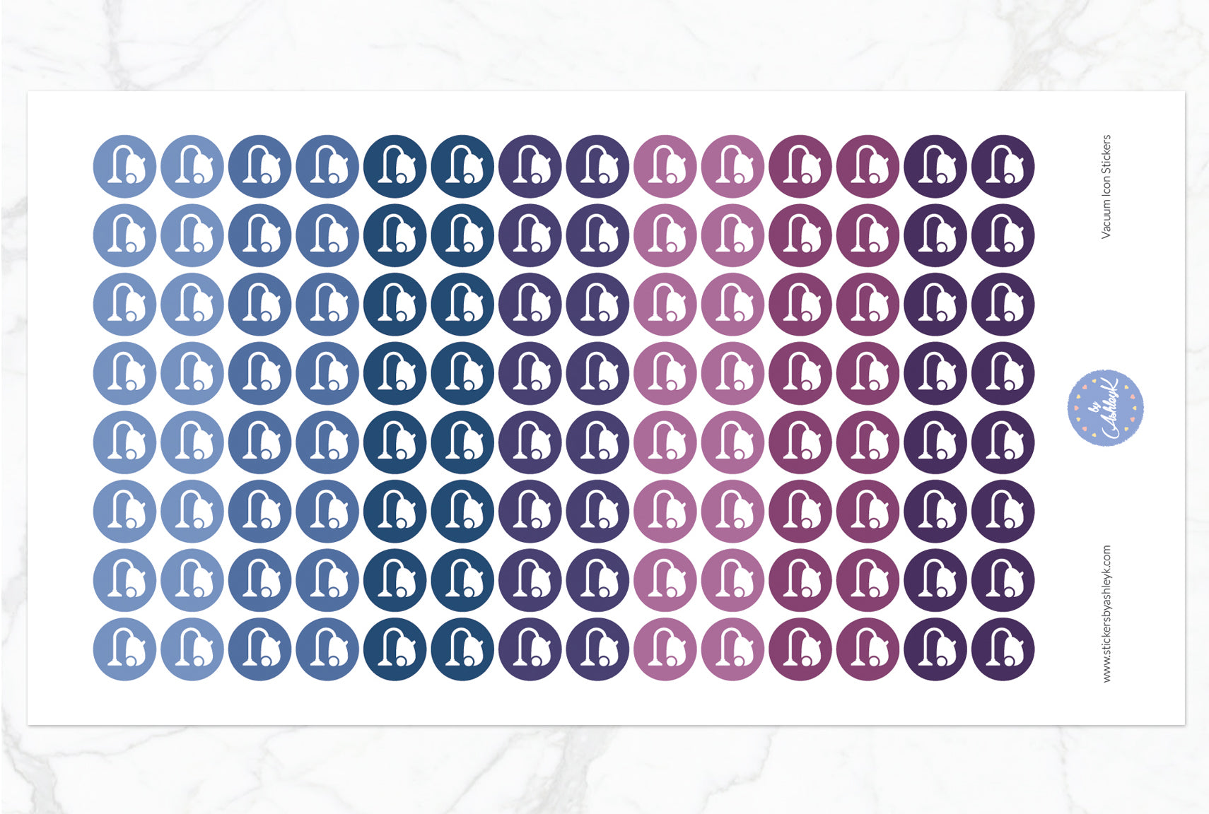 Vacuum Icon Round Stickers - Blueberry