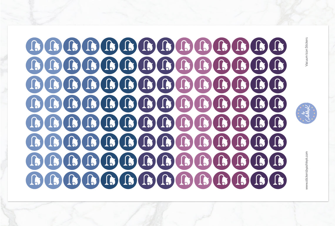 Vacuum Icon Round Stickers - Blueberry