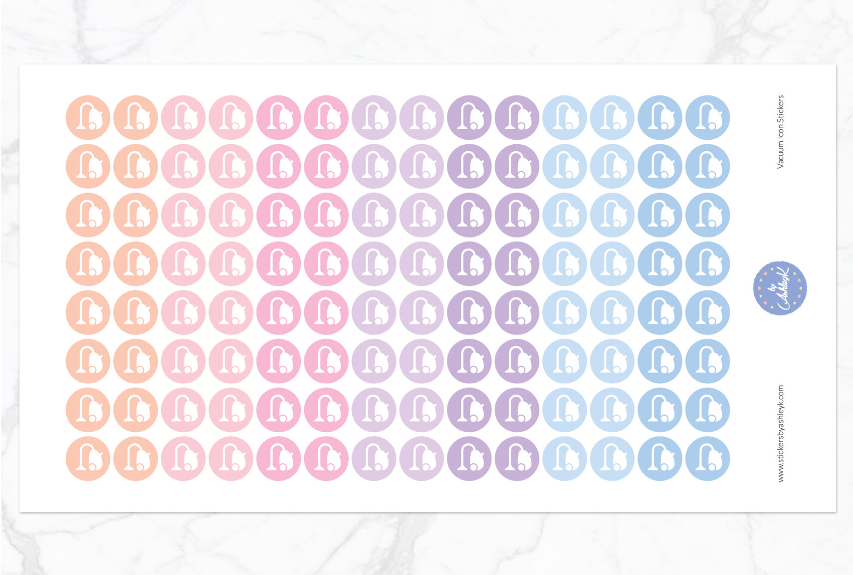 Vacuum Icon Round Stickers - Pastel Sunset