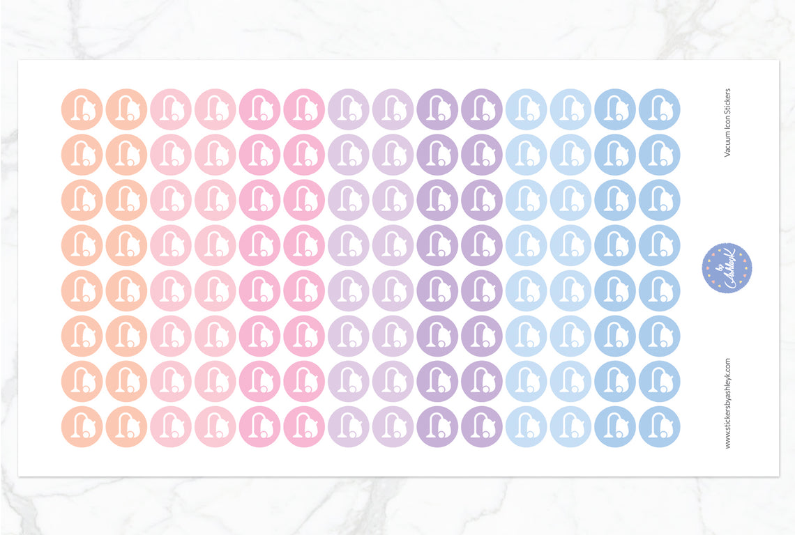 Vacuum Icon Round Stickers - Pastel Sunset