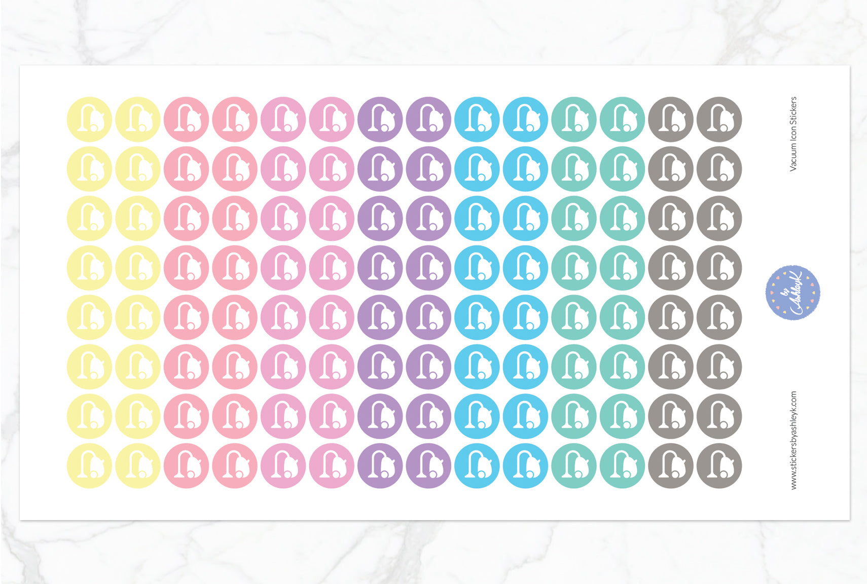 Vacuum Icon Round Stickers - Pastel