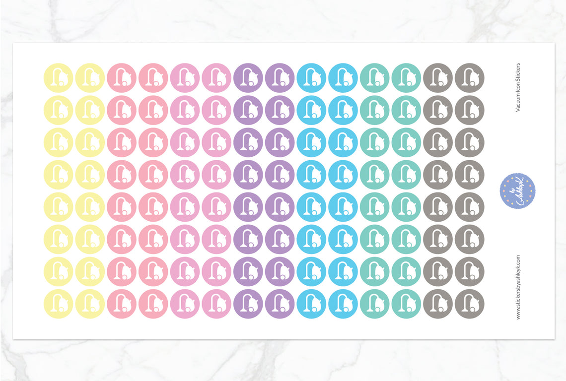 Vacuum Icon Round Stickers - Pastel