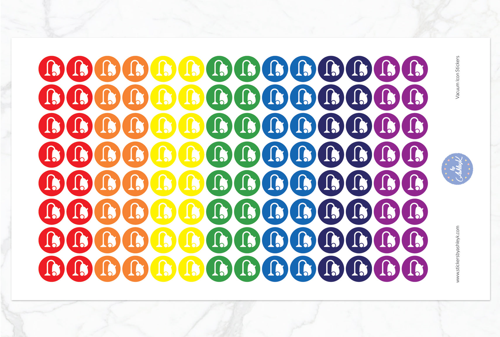 Vacuum Icon Round Stickers - Rainbow