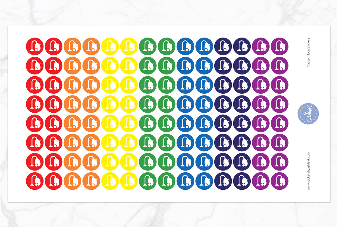 Vacuum Icon Round Stickers - Rainbow