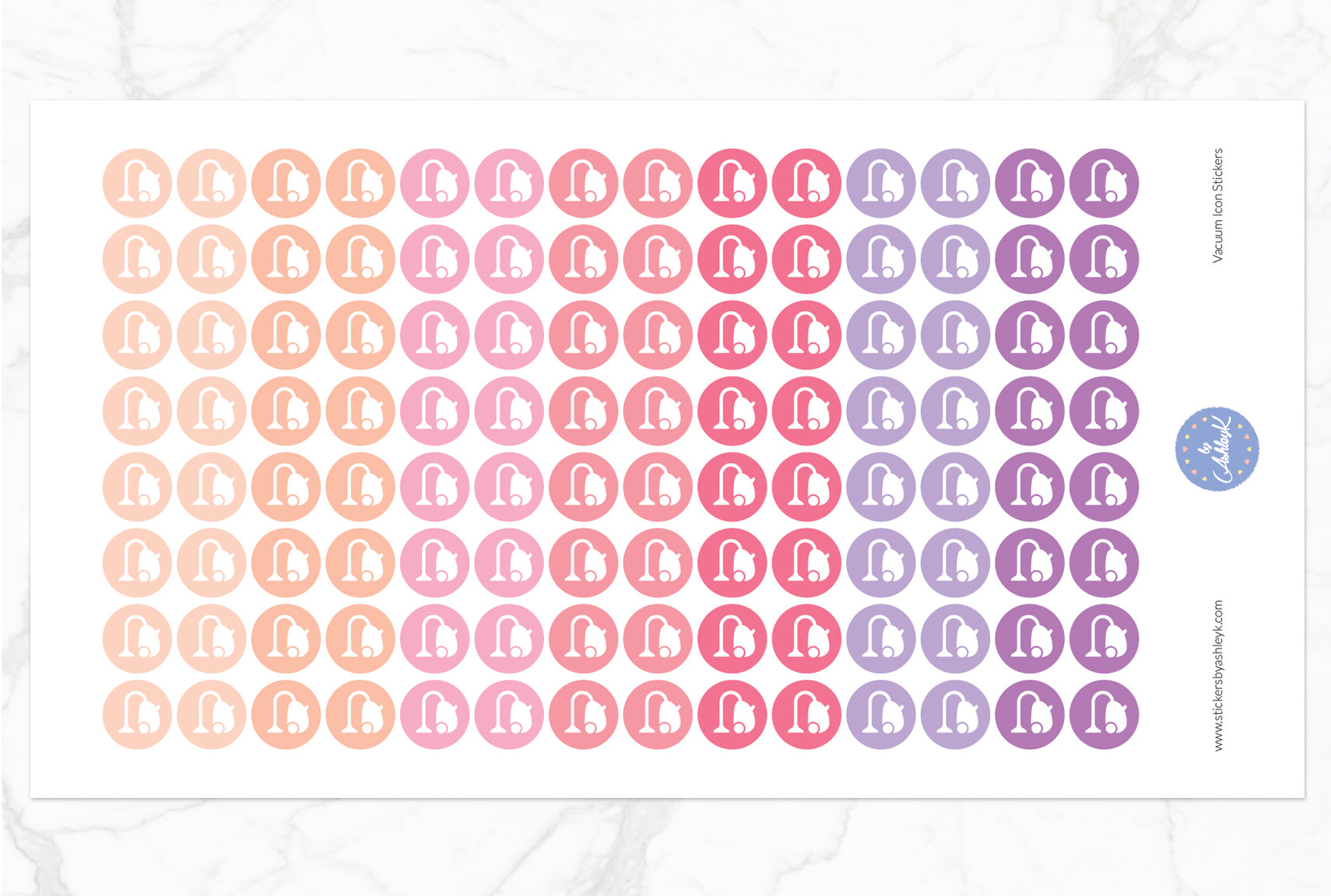 Vacuum Icon Round Stickers - Raspberry