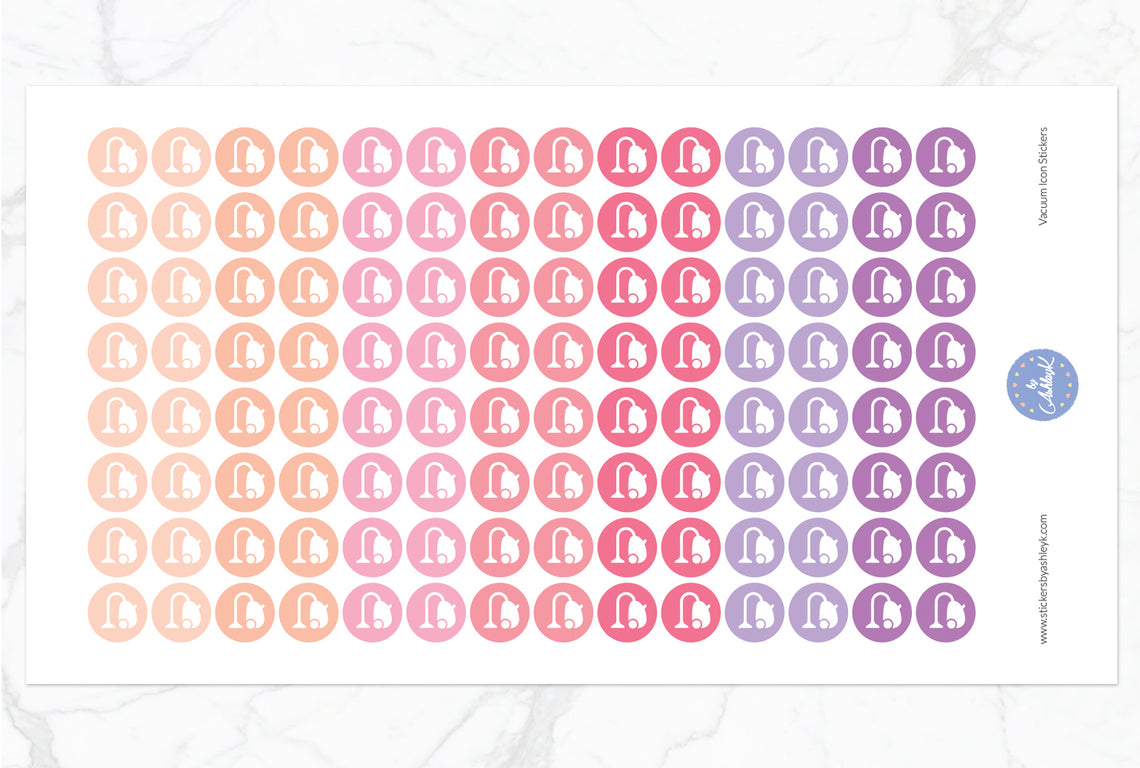 Vacuum Icon Round Stickers - Raspberry