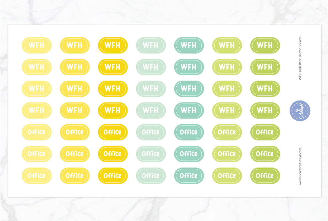 Work From Home and Office Button Stickers - Lemon&Lime