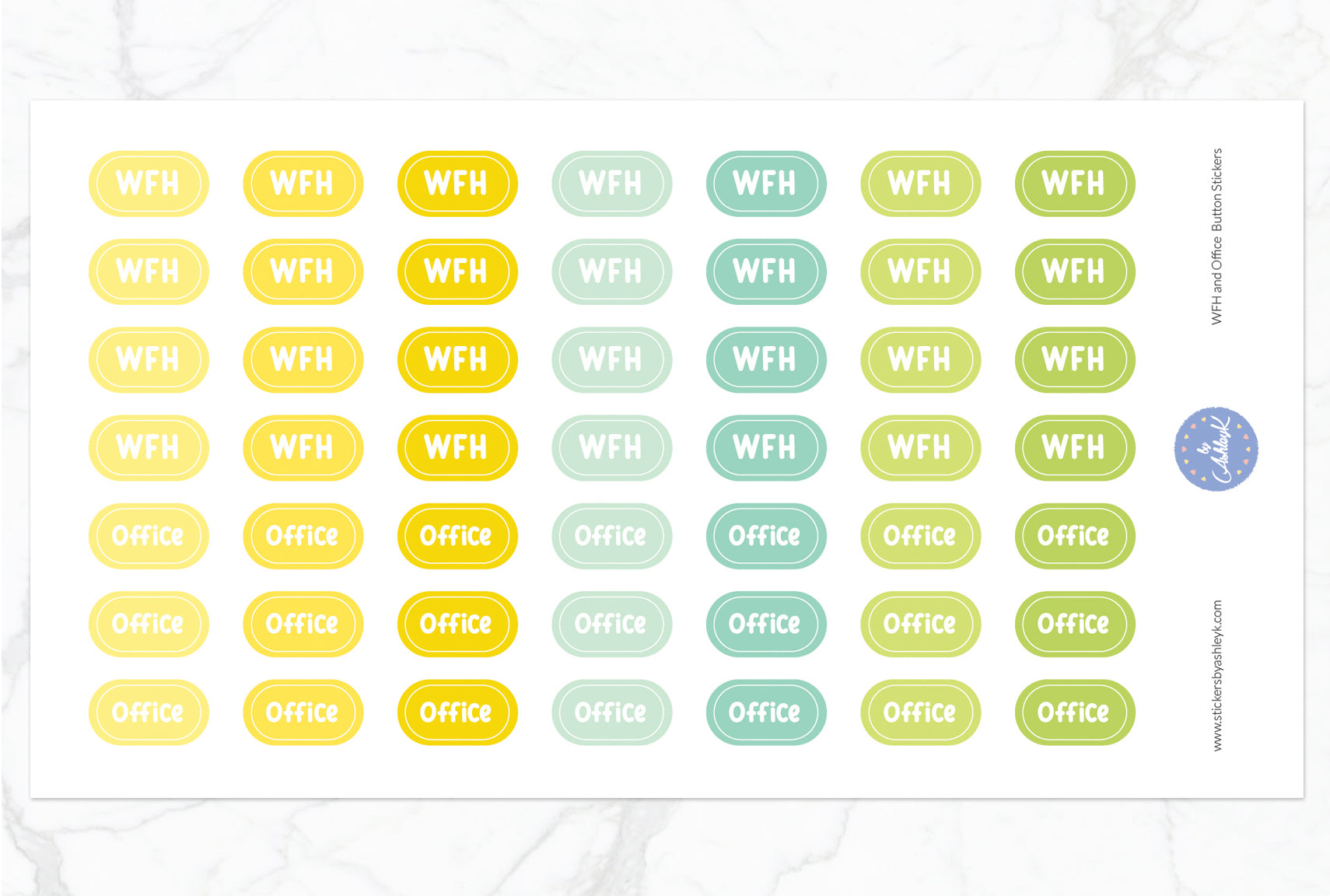 Work From Home and Office Button Stickers - Lemon&Lime