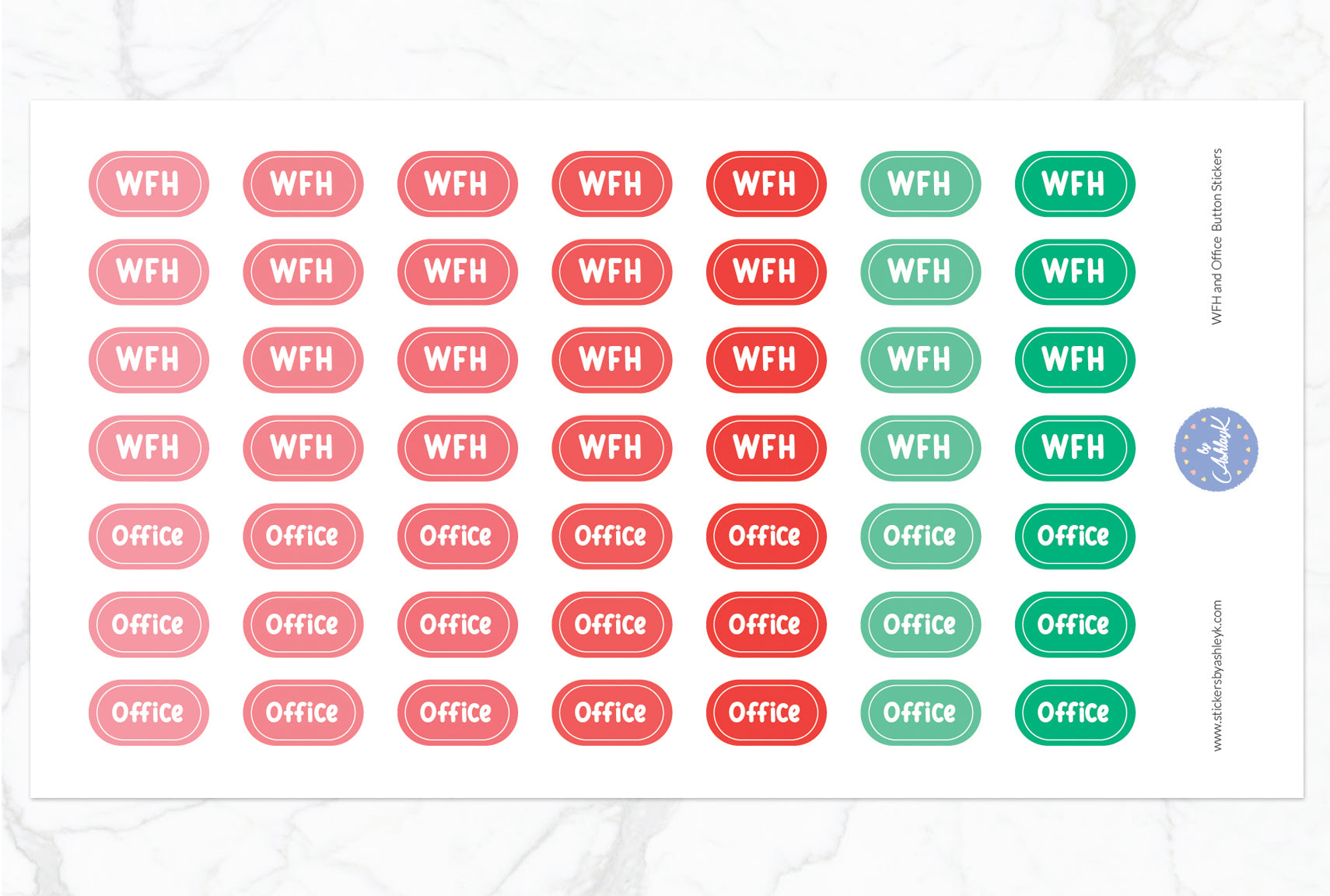 Work From Home and Office Button Stickers - Watermelon