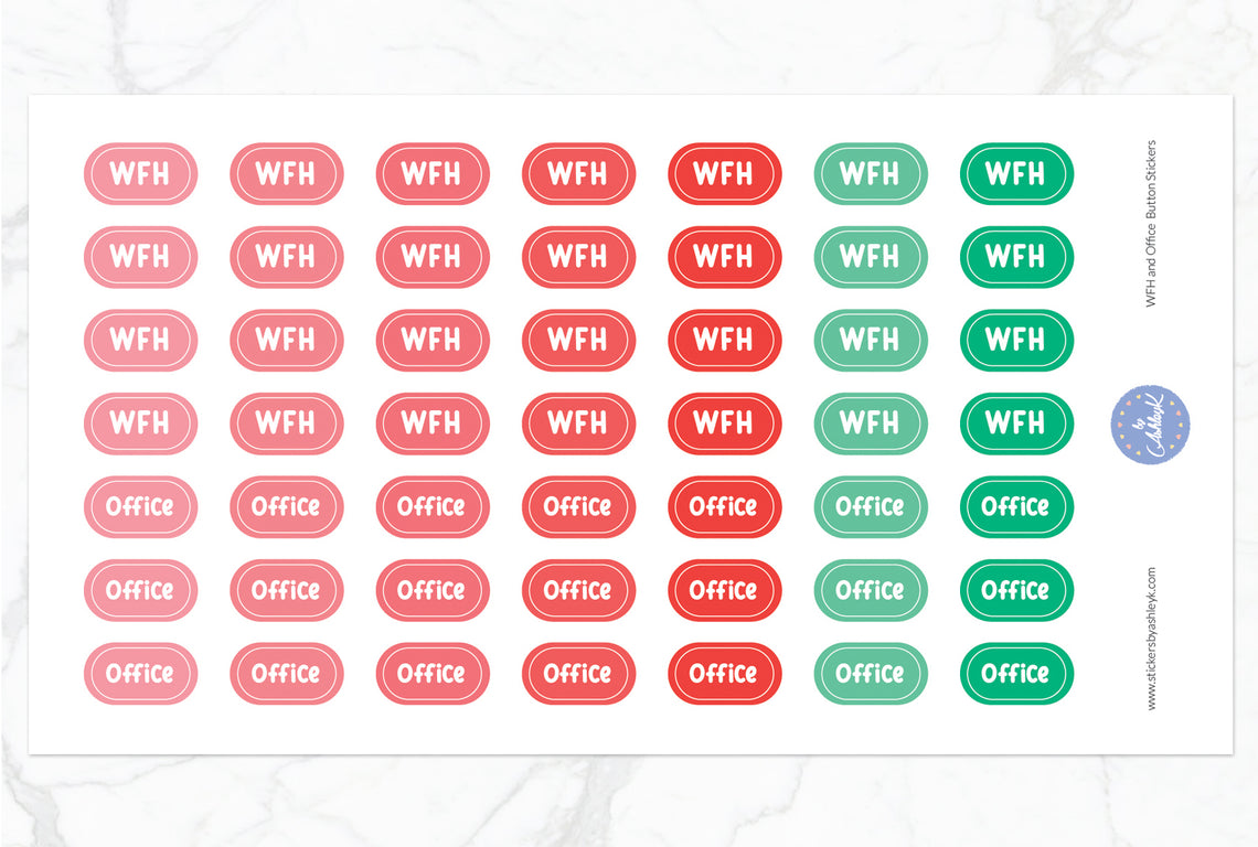 Work From Home and Office Button Stickers - Watermelon