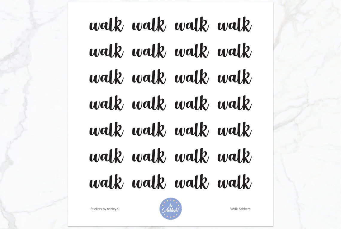 Walk Lettering Stickers - Black
