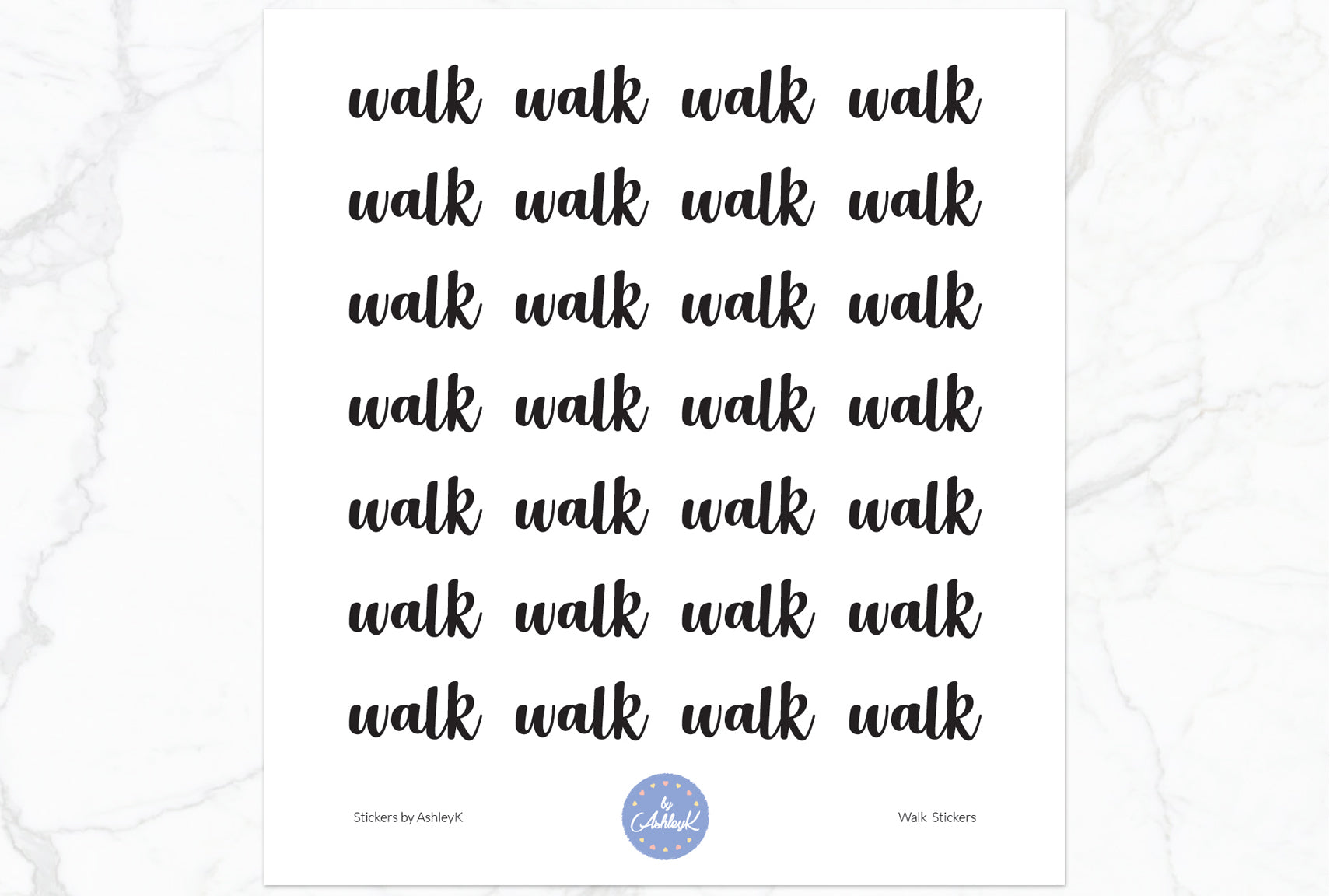 Walk Lettering Stickers - Black