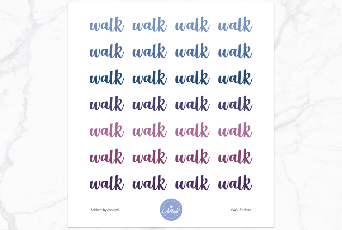 Walk Lettering Stickers - Blueberry