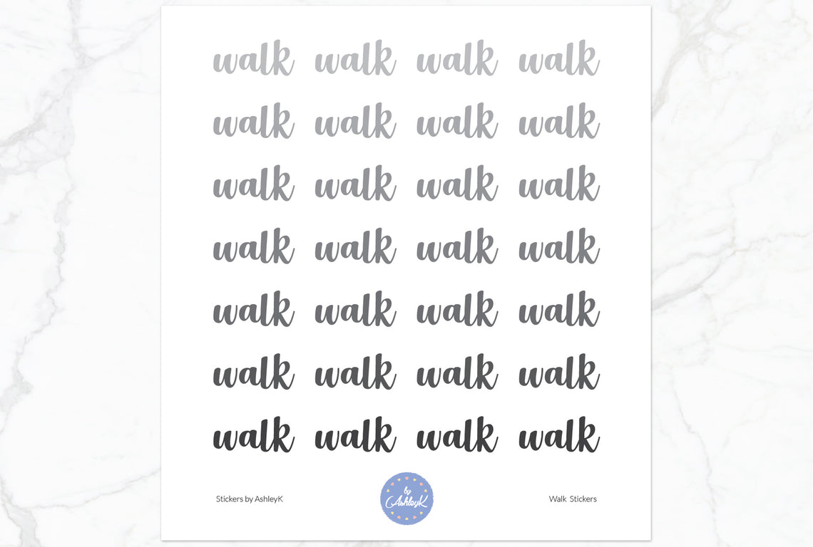 Walk Lettering Stickers - Monochrome