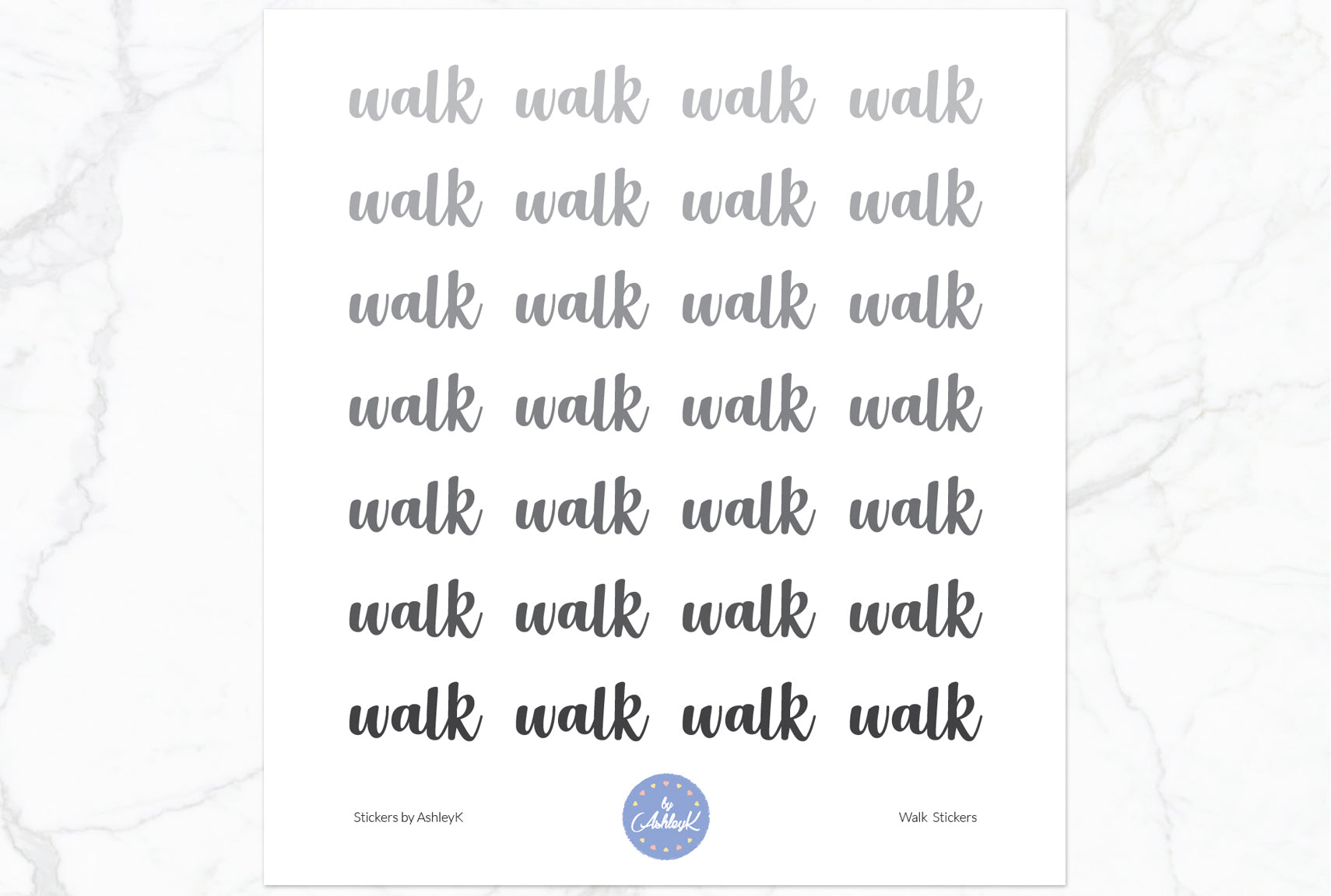 Walk Lettering Stickers - Monochrome