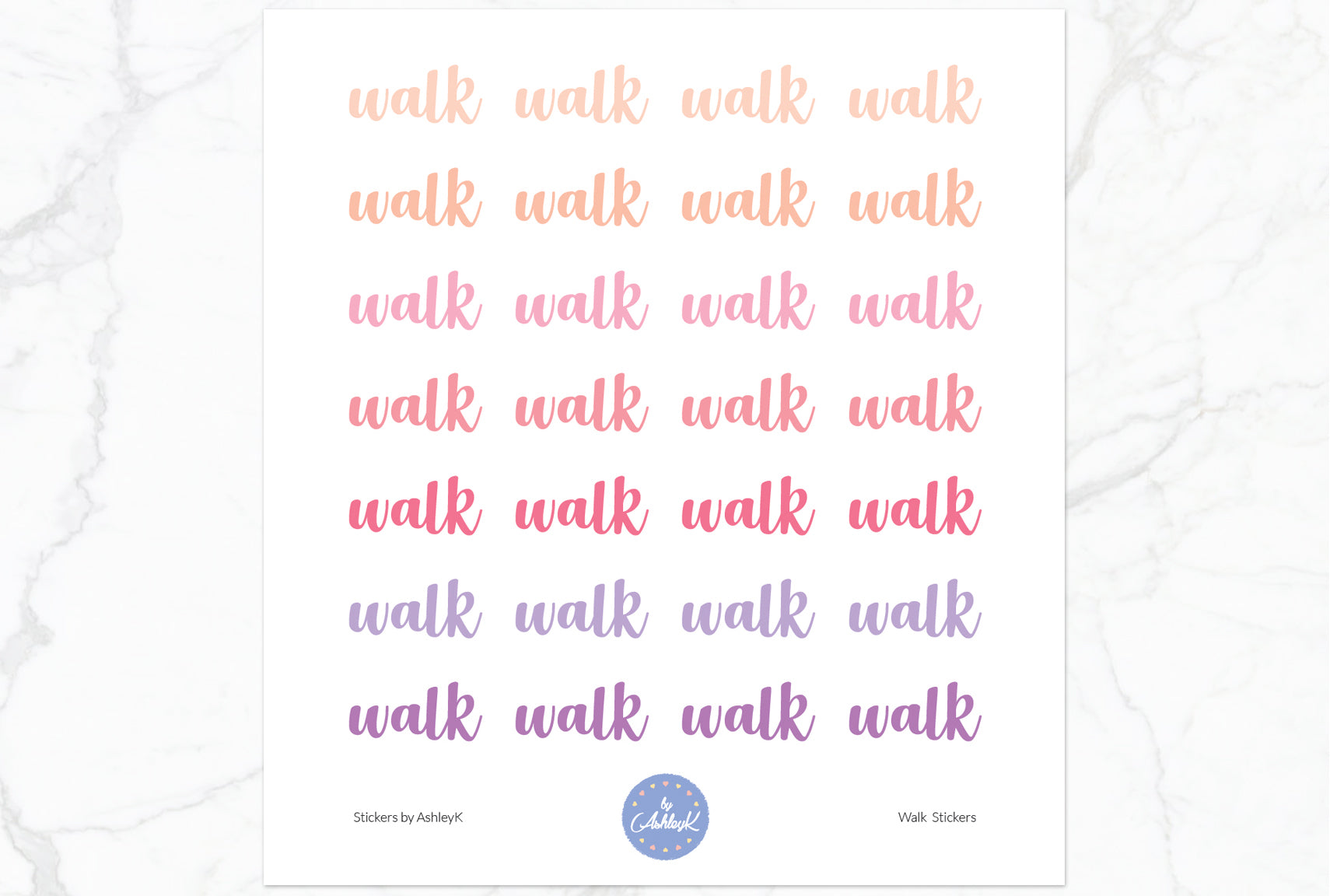 Walk Lettering Stickers - Raspberry