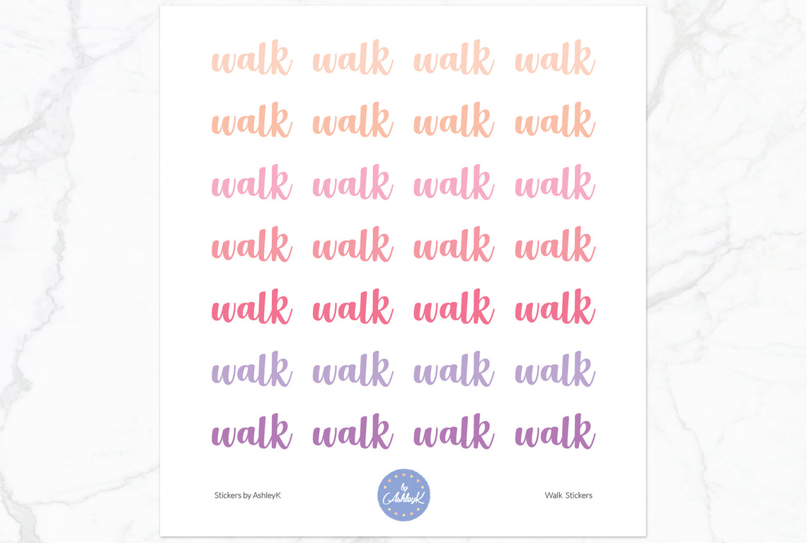 Walk Lettering Stickers - Raspberry