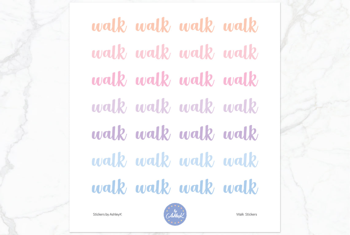 Walk Lettering Stickers - Pastel Sunset