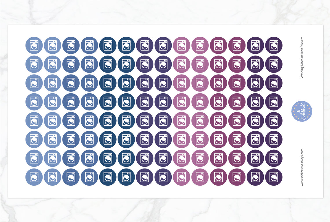 Washing Machine Icon Round Stickers - Blueberry