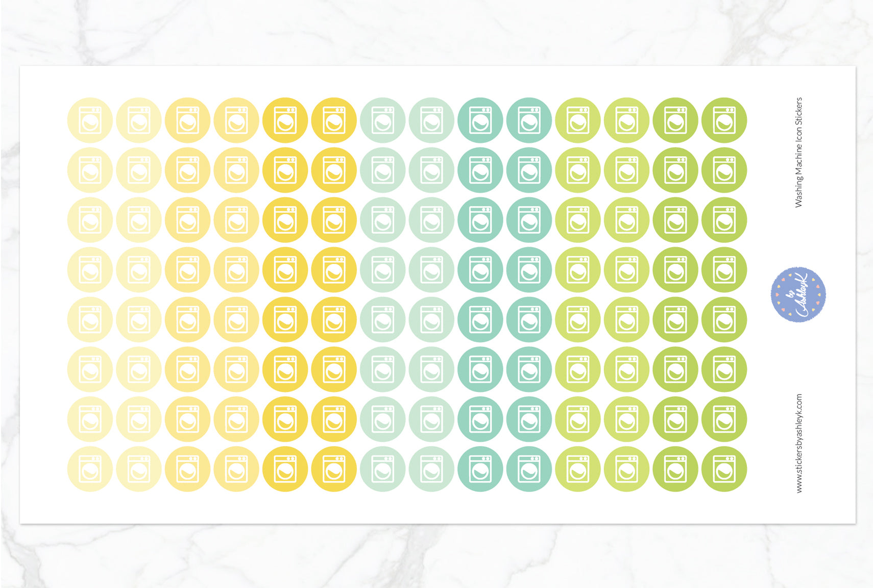 Washing Machine Icon Round Stickers - Lemon&Lime