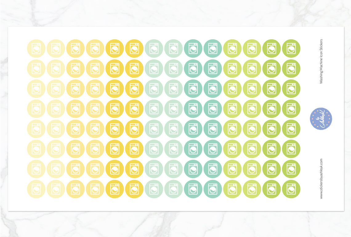 Washing Machine Icon Round Stickers - Lemon&Lime