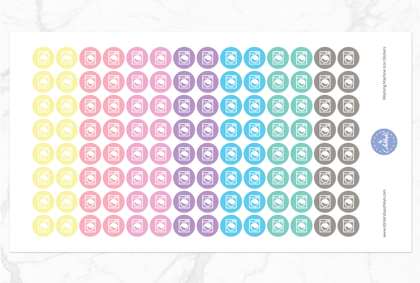 Washing Machine Icon Round Stickers - Pastel
