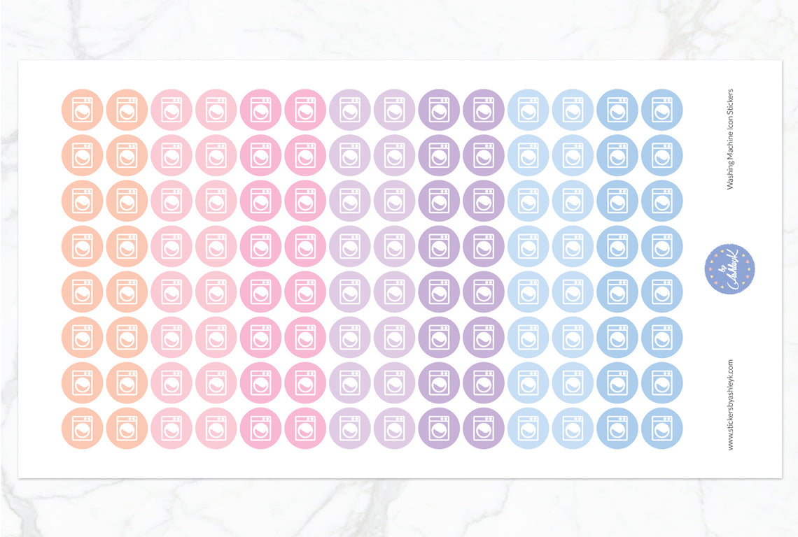 Washing Machine Icon Round Stickers - Pastel Sunset