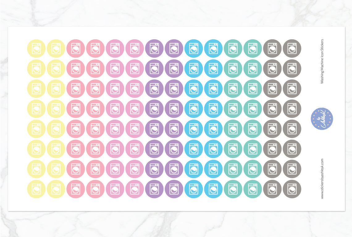 Washing Machine Icon Round Stickers - Pastel