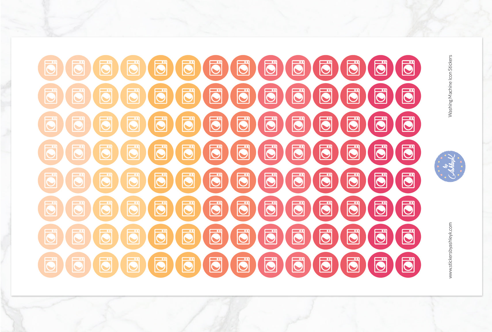 Washing Machine Icon Round Stickers - Peach