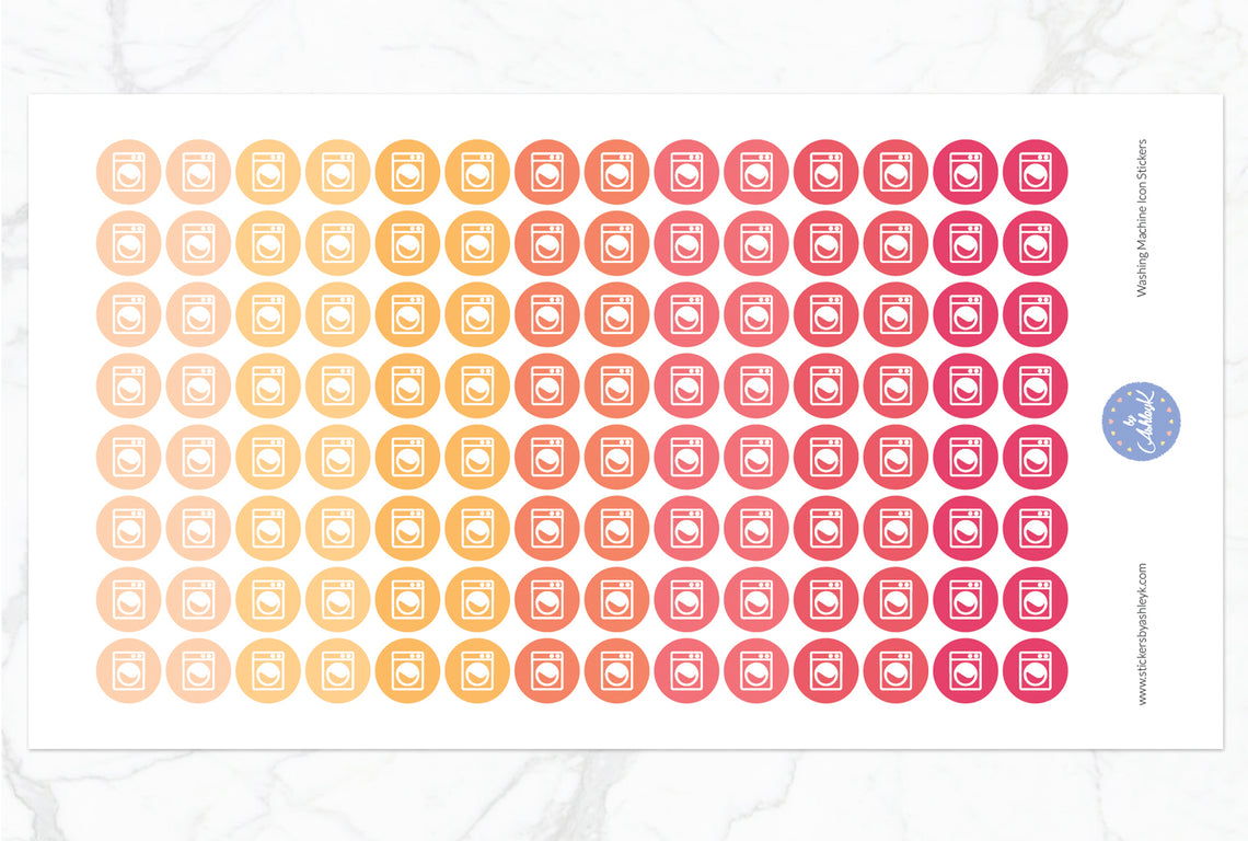 Washing Machine Icon Round Stickers - Peach