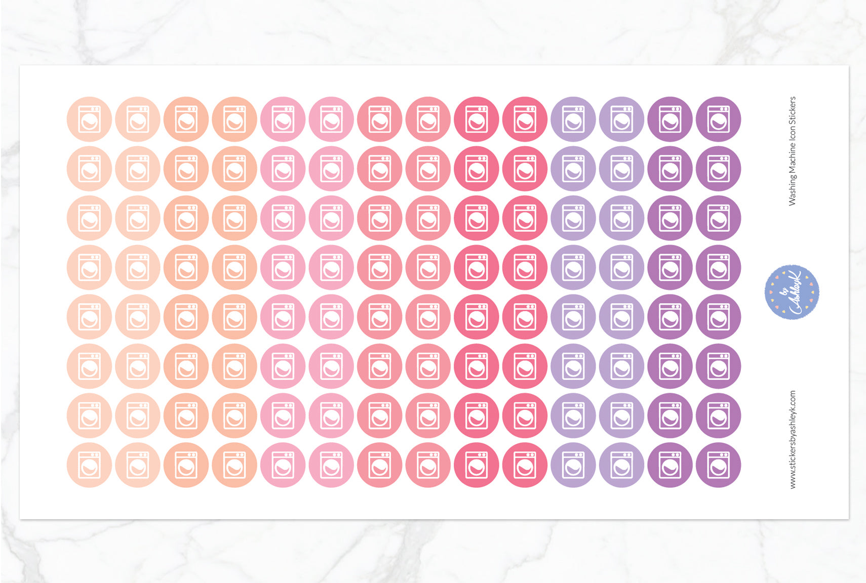Washing Machine Icon Round Stickers - Raspberry