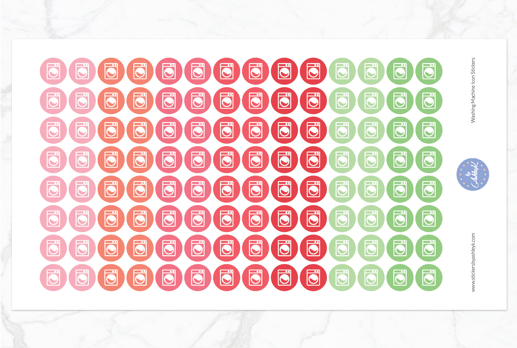 Washing Machine Icon Round Stickers - Strawberry