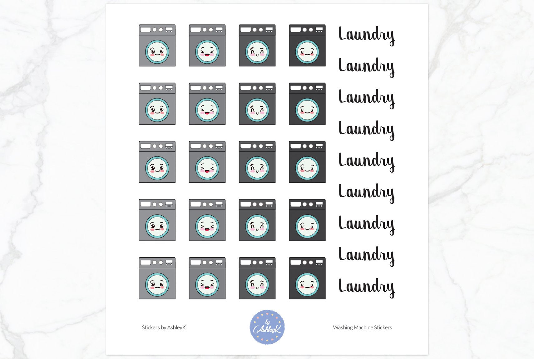 Washing Machine Stickers - Monochrome