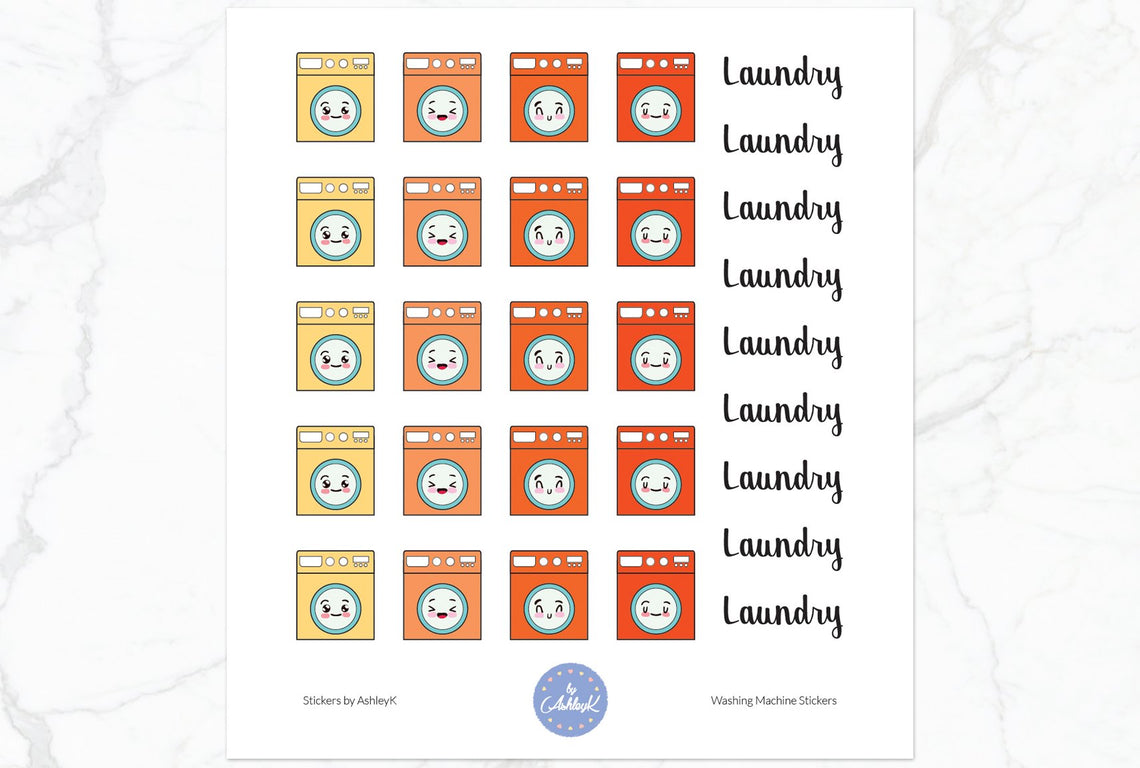 Washing Machine Stickers - Orange