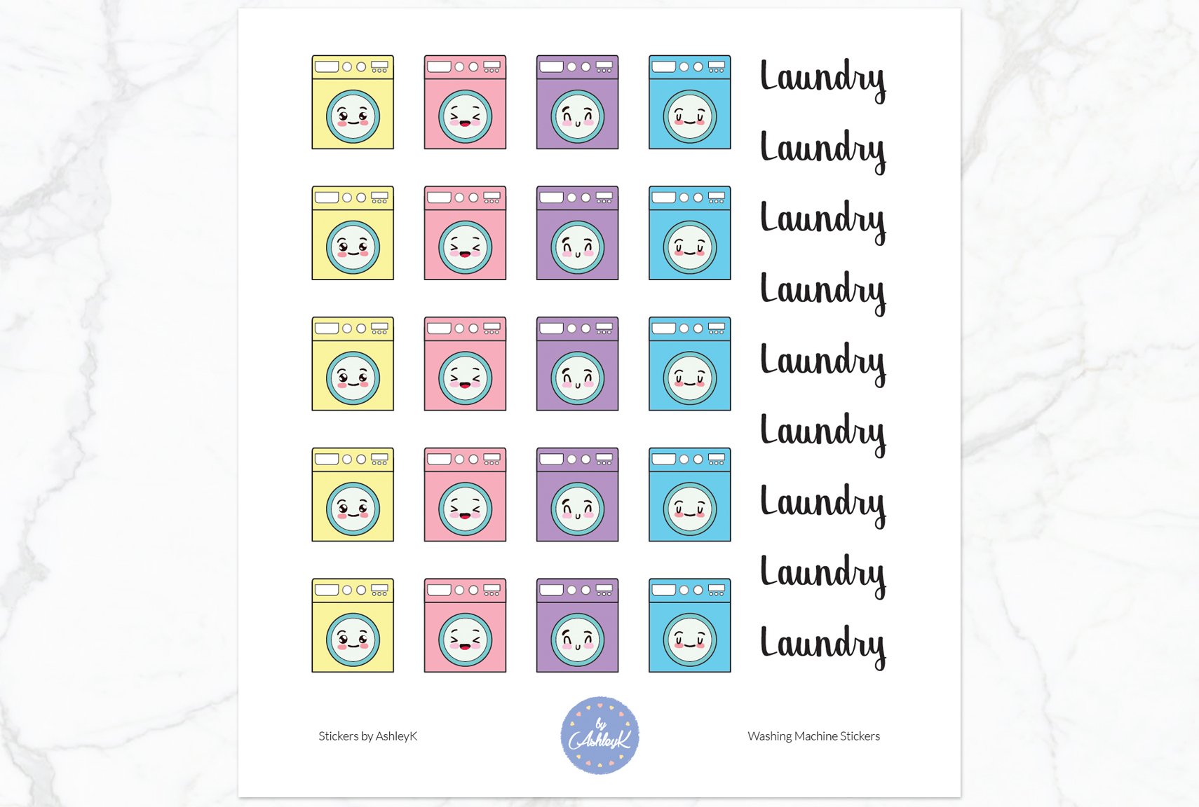 Washing Machine Stickers - Pastel