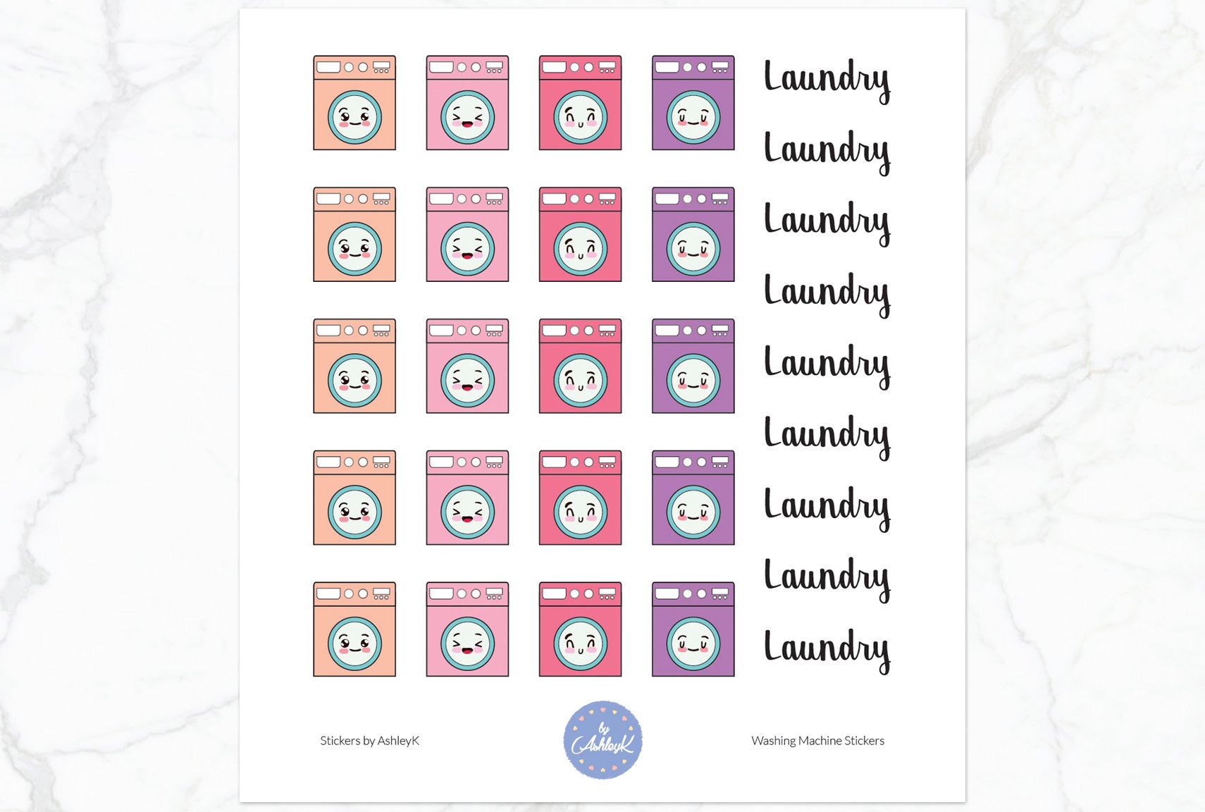 Washing Machine Stickers- Raspberry