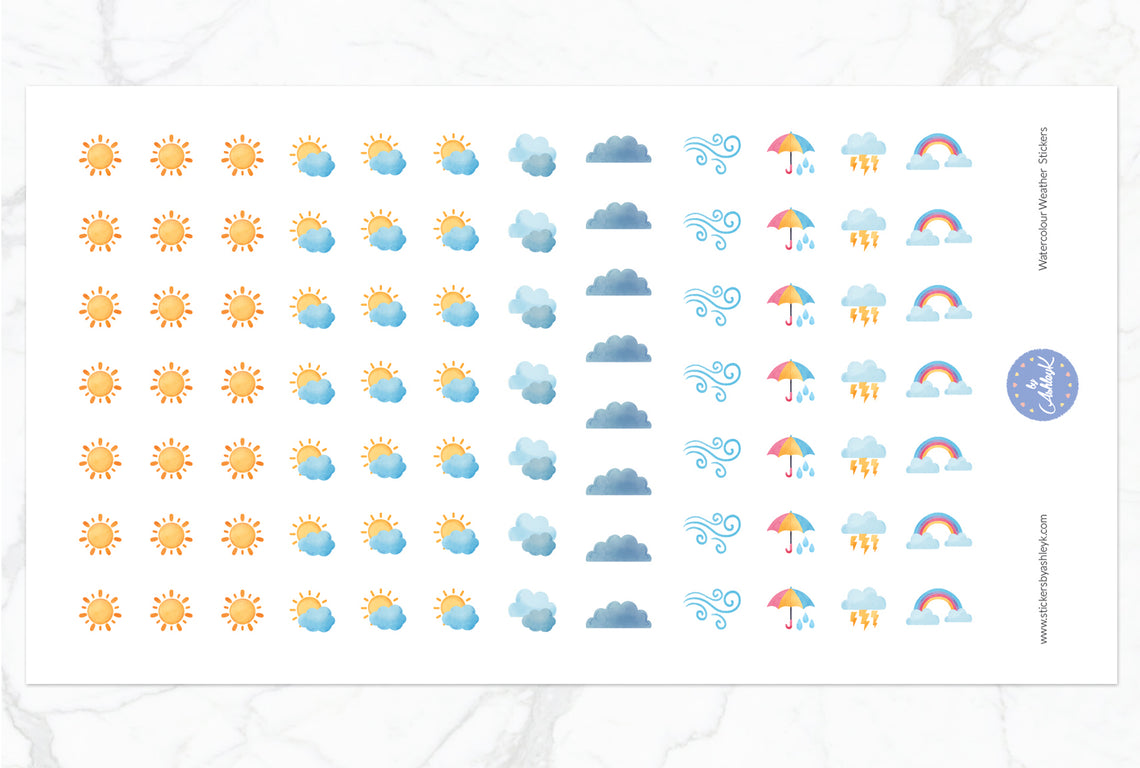 Watercolour Weather Stickers