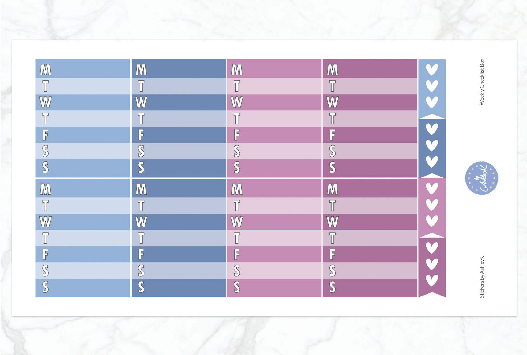 Weekly Checklist Stickers - Blueberry