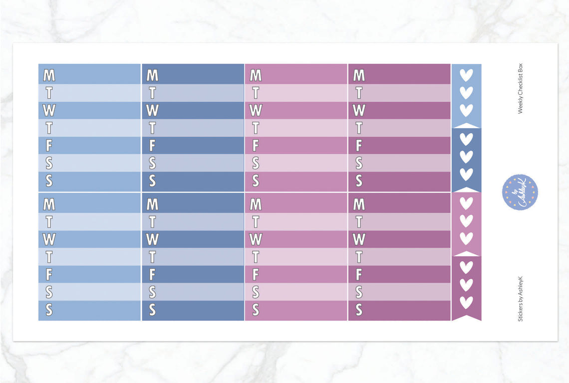 Weekly Checklist Stickers - Blueberry