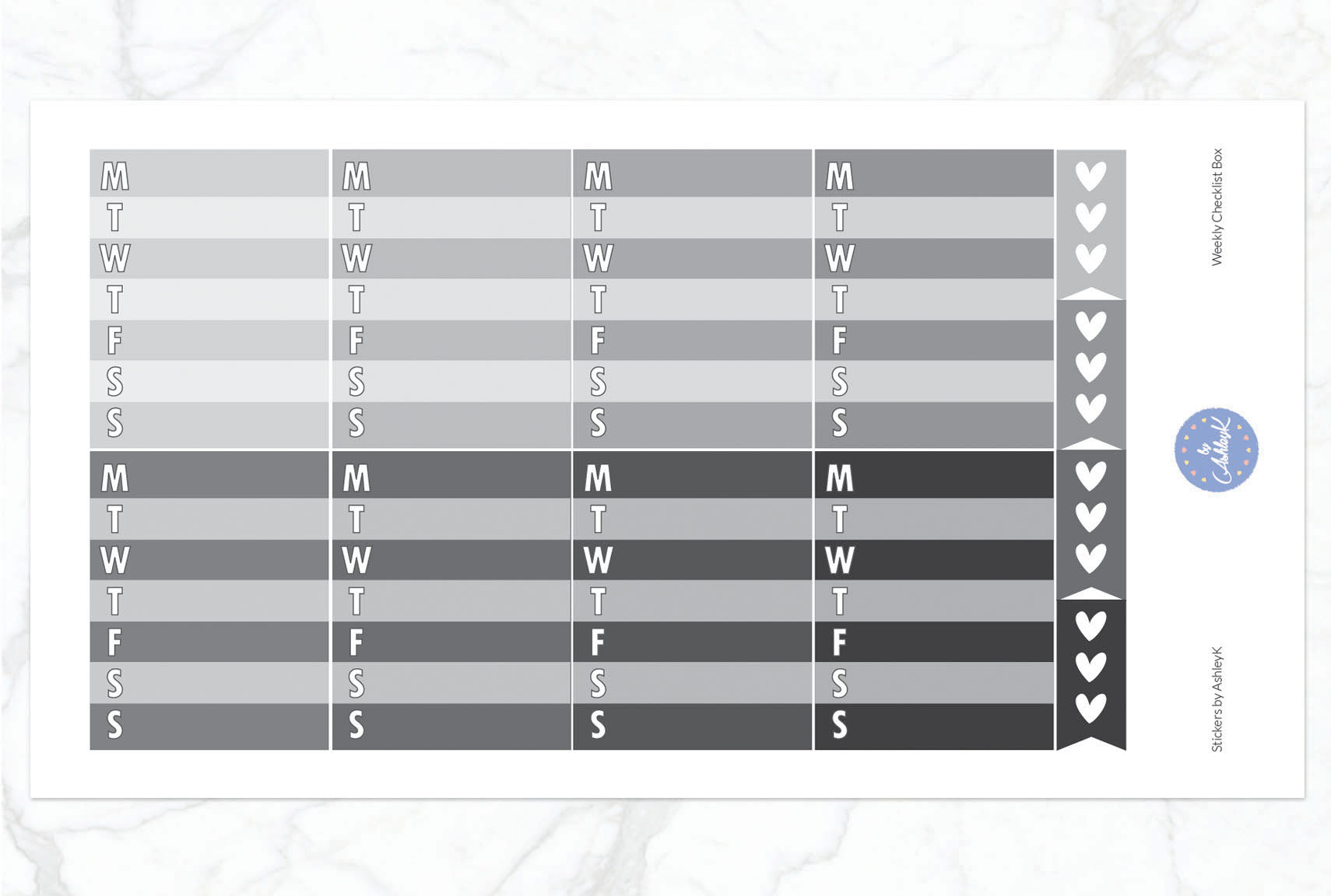 Weekly Checklist Stickers - Monochrome