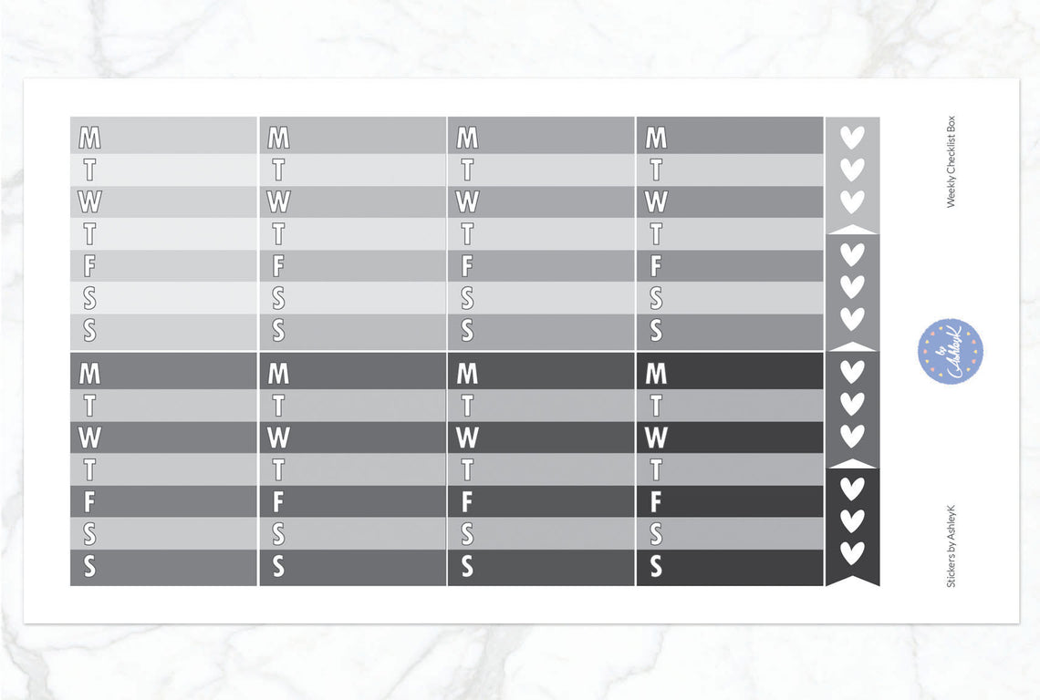 Weekly Checklist Stickers - Monochrome