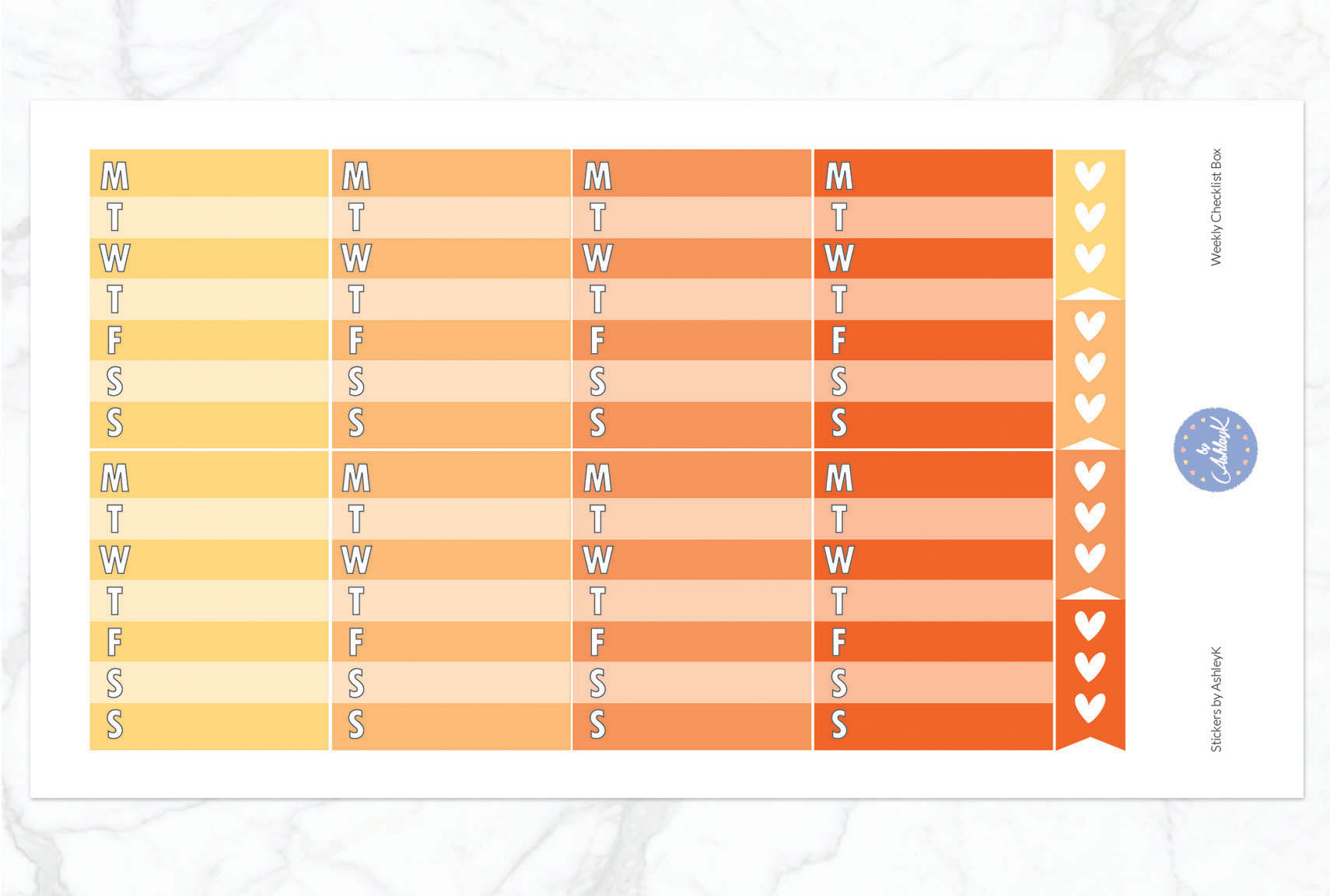 Weekly Checklist Stickers - Orange