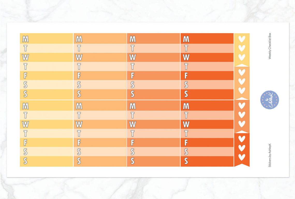 Weekly Checklist Stickers - Orange