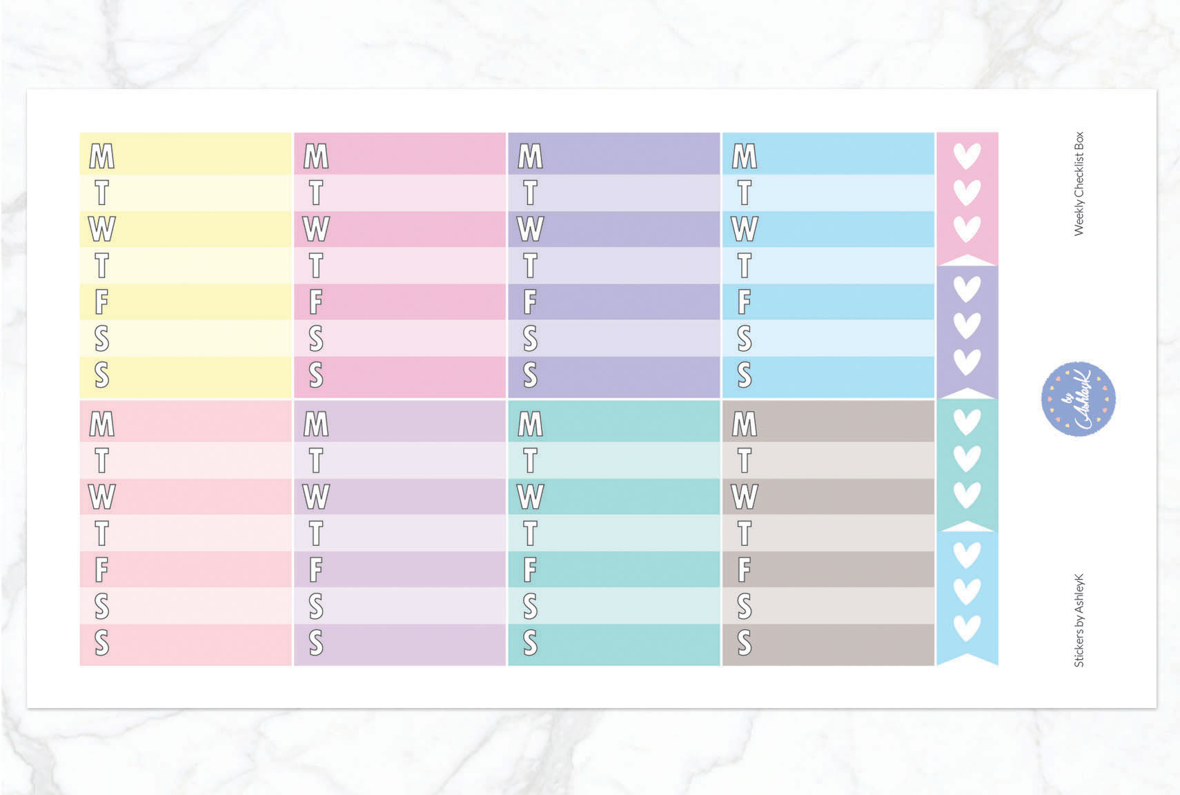 Weekly Checklist Stickers - Pastel