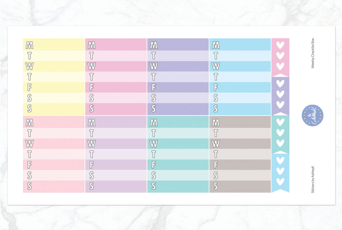 Weekly Checklist Stickers - Pastel