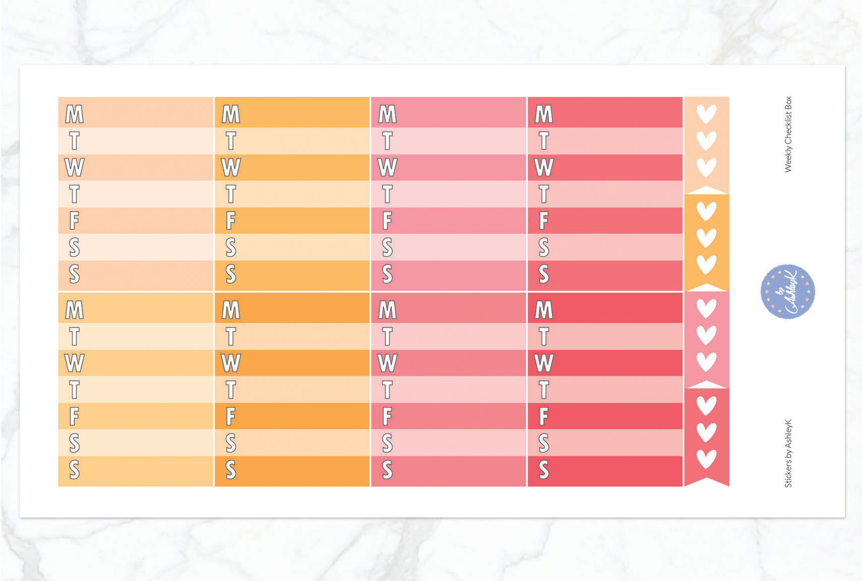 Weekly Checklist Stickers - Peach