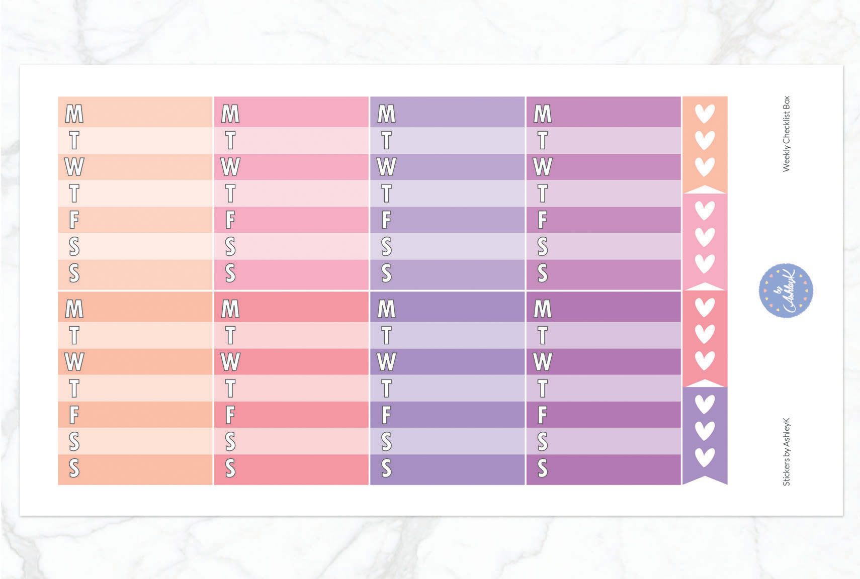 Weekly Checklist Stickers - Raspberry