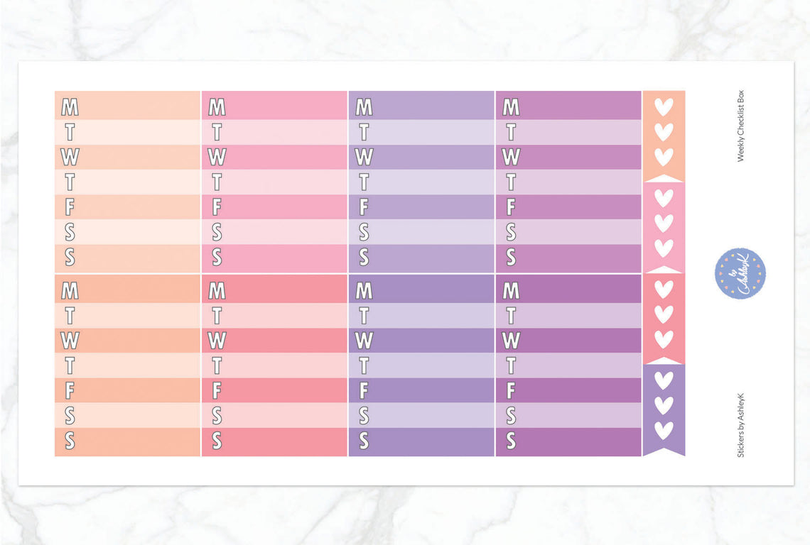 Weekly Checklist Stickers - Raspberry